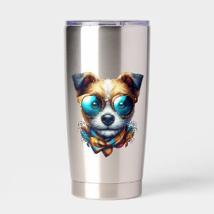 Stylish Dog With Glasses Colorful Modern Pet Art Insulated Tumbler