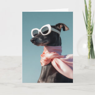 Stylish Dog With Sunglasses Scarf Card