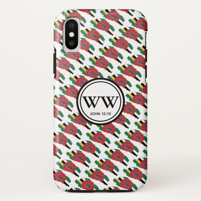 Stylish DOMINICA Flag Monogram Abundant Life Case-Mate iPhone Case (Back)
