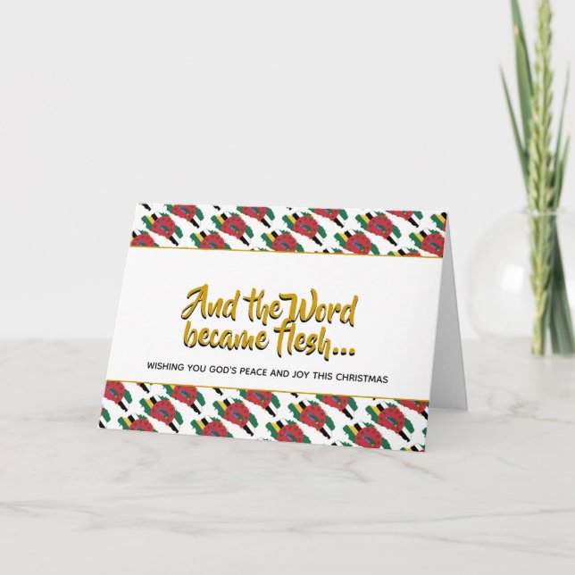 Stylish DOMINICA Word Became Flesh CHRISTMAS Holiday Card (Front)