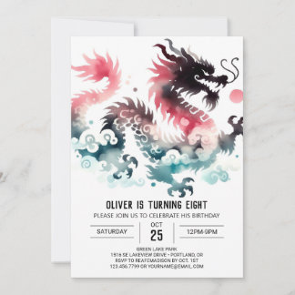 Stylish Dragon Birthday Digital Invitation