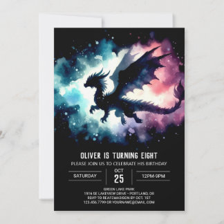 Stylish Dragon Birthday DIY Invitation