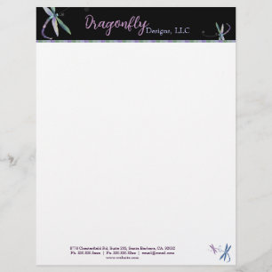 Stylish Dragonfly Designer Business Personalised Letterhead