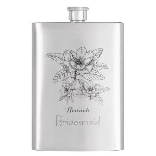 Stylish Drawn Flowers Bridesmaid Flask
