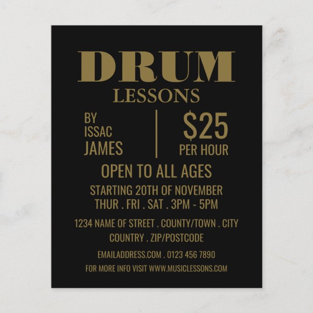 Stylish Drum Lessons Advertising Flyer (Front)
