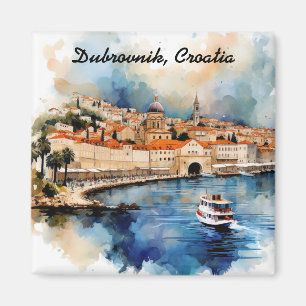 Stylish Dubrovnik Croatia Watercolor Painting Magnet