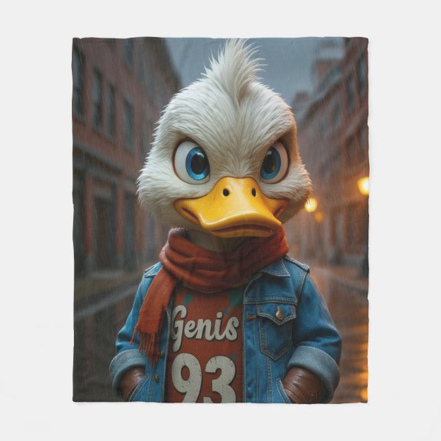 Stylish Duck in the City Fleece Blanket (Front)