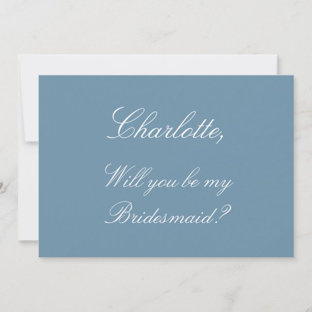 Stylish Dusty Blue Bridesmaid Proposal Card (Front)