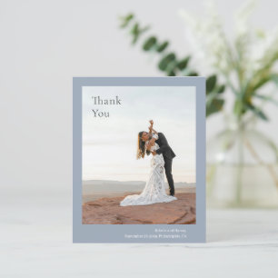 Stylish Dusty Blue Budget Wedding Thank You Card