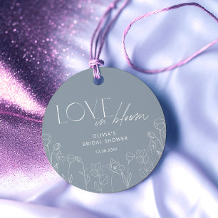 Stylish Dusty Blue Floral Favour Tags