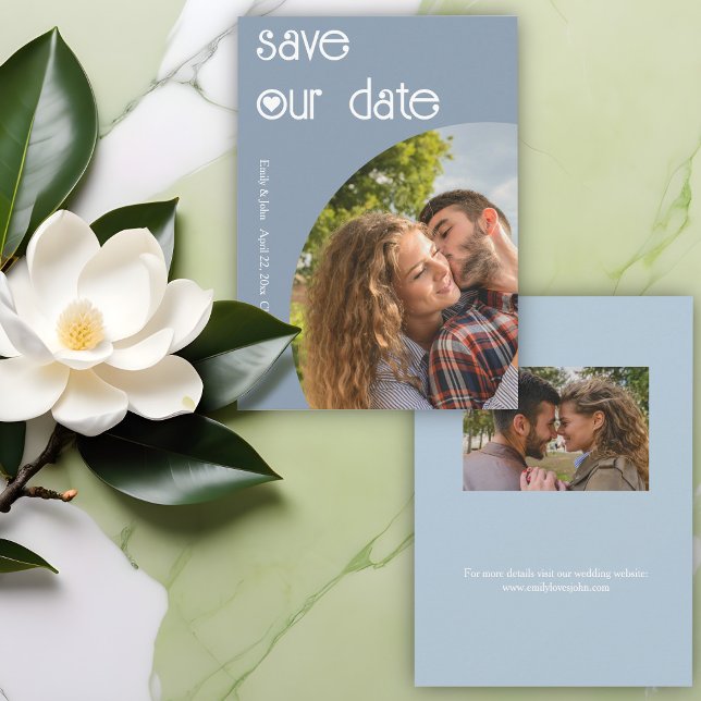 Stylish Dusty Blue Save The Date Card (Creator Uploaded)