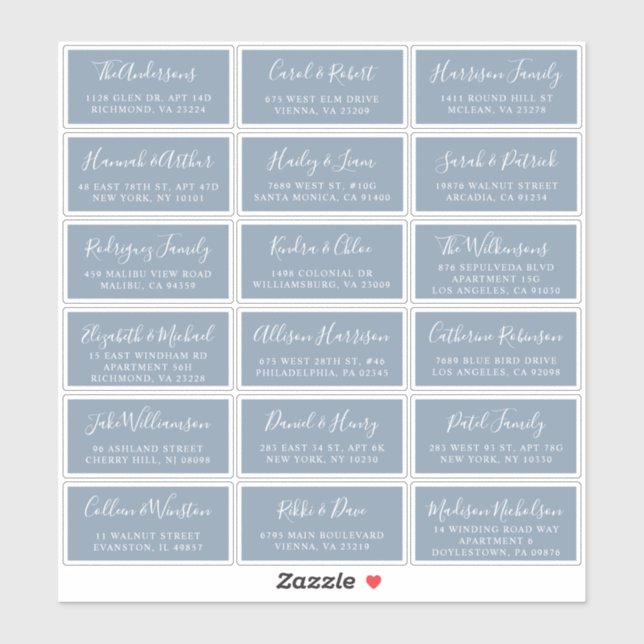 Stylish Dusty Blue Wedding Guest Address (Sheet)