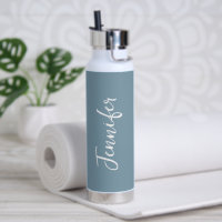 Stylish Dusty Blue White Script Womens
