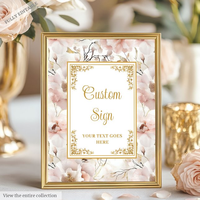 Stylish dusty pink flowers and gold elegant custom poster (Stylish dusty pink flowers and gold elegant custom Poster)