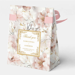 Stylish Dusty Pink Gold Wedding Thanks Favor Box
