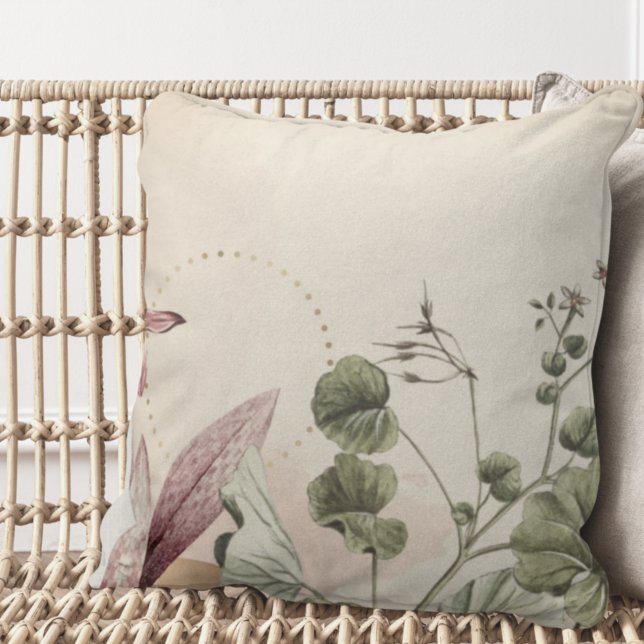 Stylish Earthy Botanical Print | Creamy Ivory Cushion (Creator Uploaded)