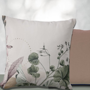 Stylish Earthy Botanical Print Light Grey Cushion