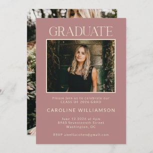 Stylish Earthy Modern Two Photo Graduation Party Invitation