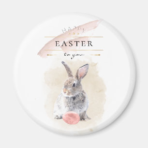 Stylish Easter Bunny Happy Easter Watercolor Art Magnet