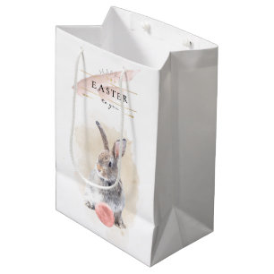 Stylish Easter Bunny   Happy Easter Watercolor Art Medium Gift Bag