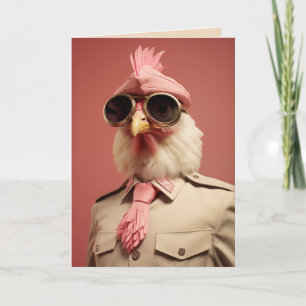 Stylish Easter Chicken Commander Holiday Card
