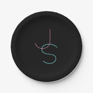 Stylish Editable Any Two Modern Looking Initials  Paper Plate