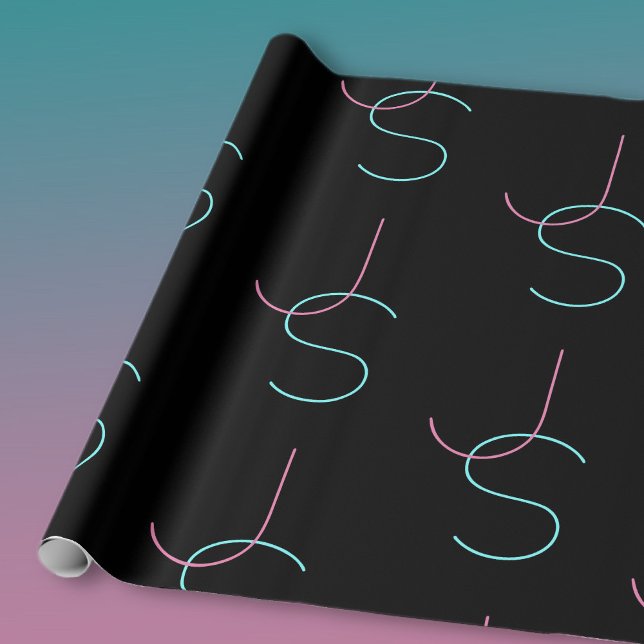 Stylish Editable Any Two Modern Looking Initials  Wrapping Paper (Creator Uploaded)