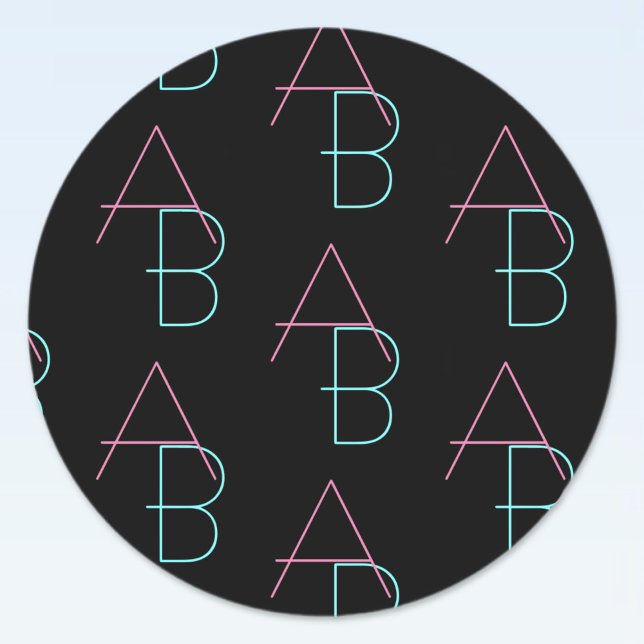 Stylish Editable Any Two Modern Tiled Initials  Classic Round Sticker (Creator Uploaded)
