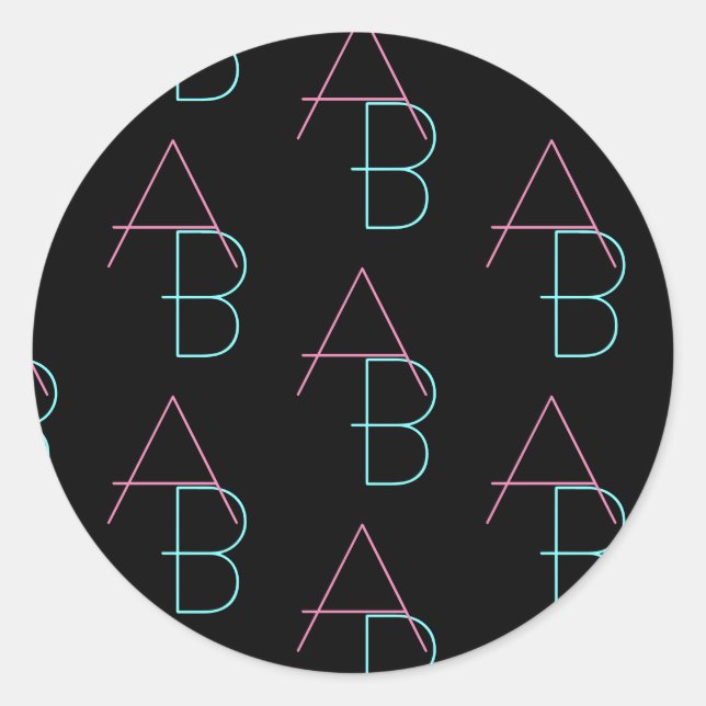 Stylish Editable Any Two Modern Tiled Initials  Classic Round Sticker (Front)