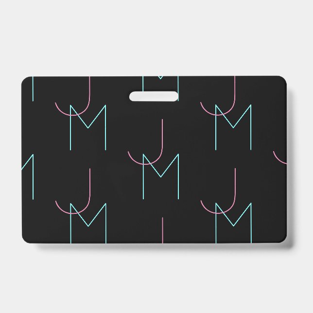 Stylish Editable Any Two Modern Tiled Initials  ID Badge (Front)