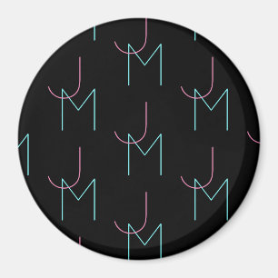 Stylish Editable Any Two Modern Tiled Initials  Magnet