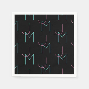 Stylish Editable Any Two Modern Tiled Initials  Napkin