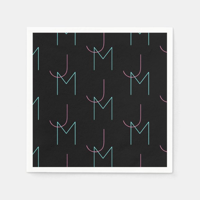 Stylish Editable Any Two Modern Tiled Initials  Napkin (Front)