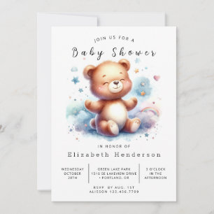 Stylish Editable Bear Baby Shower Invitation