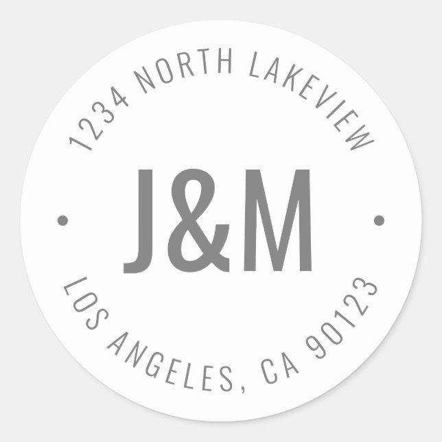 Stylish Editable Bold Monogram & Circular Text Classic Round Sticker (Front)