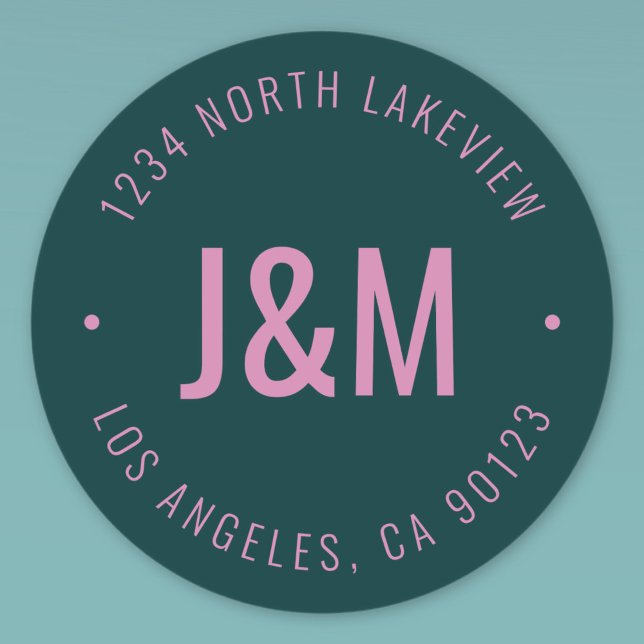 Stylish Editable Bold Monogram & Circular Text Classic Round Sticker (Creator Uploaded)
