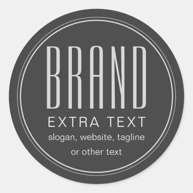 Stylish Editable Dark Grey Business Product Label (Front)