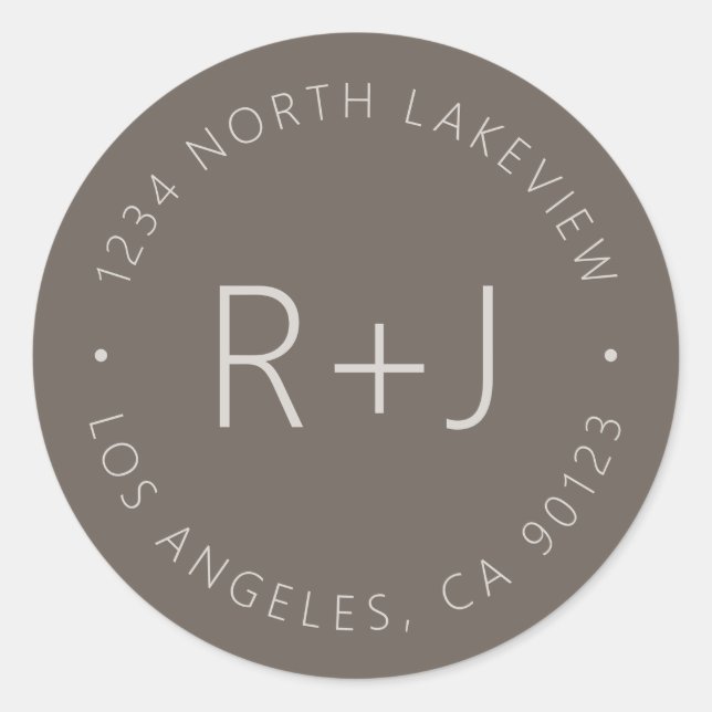 Stylish Editable Monogram & Circular Text Classic Round Sticker (Front)