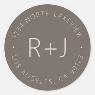Stylish Editable Monogram & Circular Text Classic Round Sticker