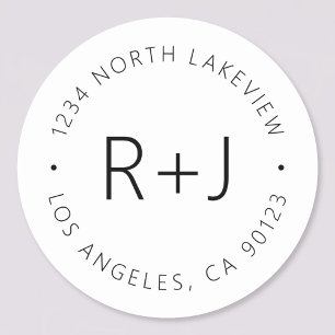 Stylish Editable Monogram & Circular Text Classic Round Sticker
