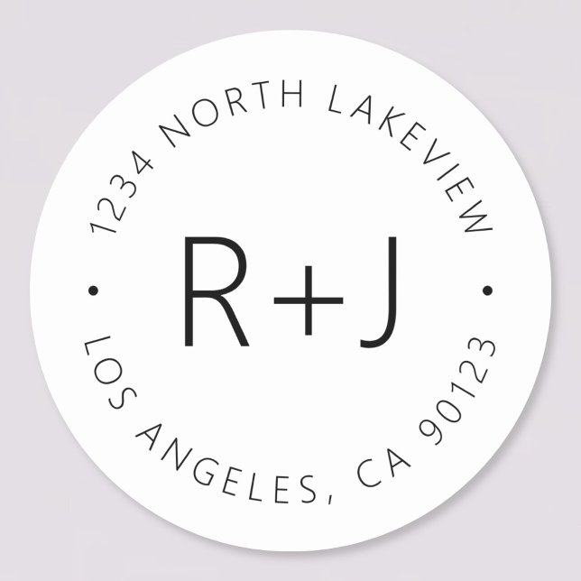 Stylish Editable Monogram & Circular Text Classic Round Sticker (Creator Uploaded)