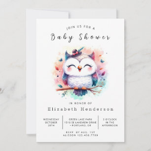 Stylish Editable Owl Baby Shower Invitation