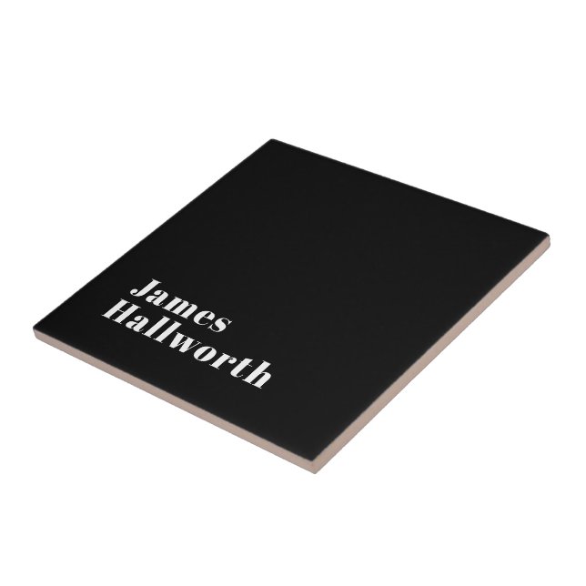 Stylish Editable Retro Modern Name (or other text) Ceramic Tile (Side)