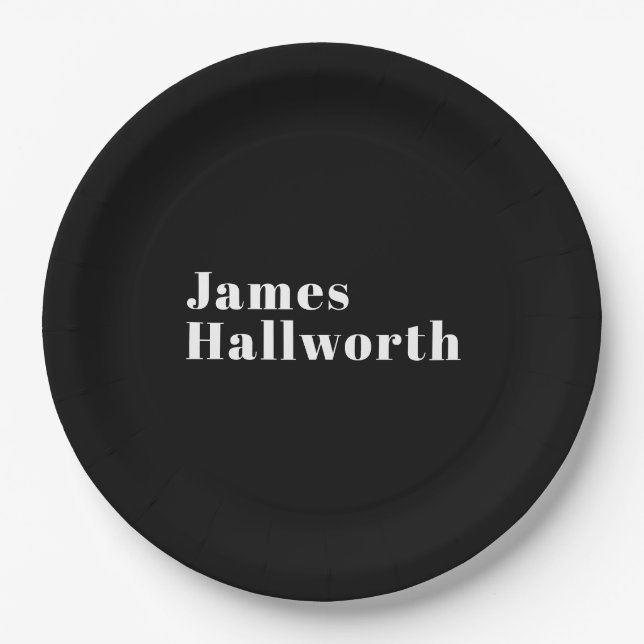 Stylish Editable Retro Modern Name (or other text) Paper Plate (Front)