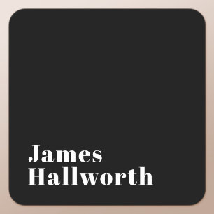 Stylish Editable Retro Modern Name (or other text) Square Sticker