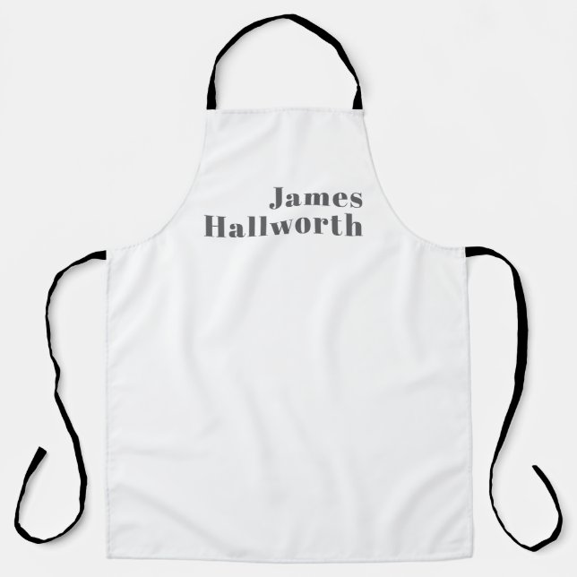 Stylish Editable Retro Modern Text | Grey Apron (Front)