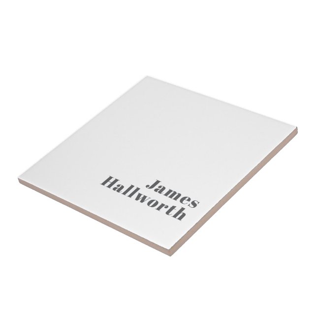 Stylish Editable Retro Modern Text | Grey Ceramic Tile (Side)