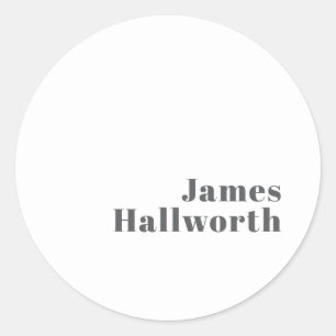 Stylish Editable Retro Modern Text   Grey Classic Round Sticker