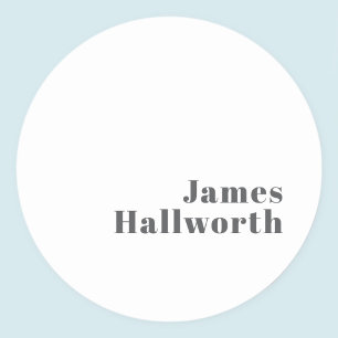 Stylish Editable Retro Modern Text   Grey Classic Round Sticker