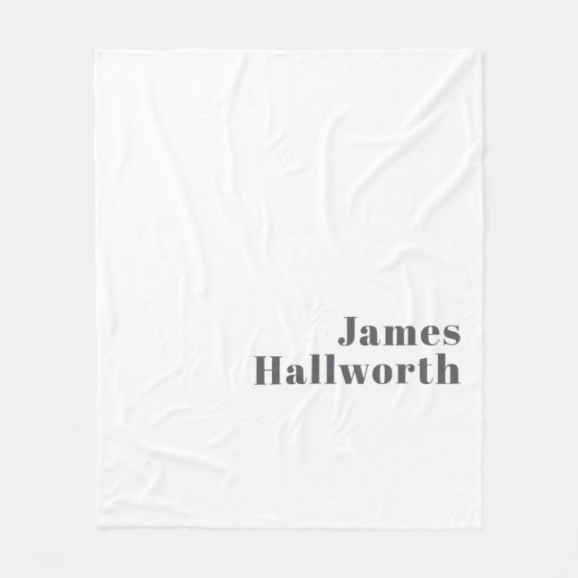 Stylish Editable Retro Modern Text | Grey Fleece Blanket (Front)